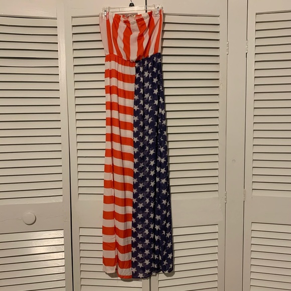 Liu Si Ran Dresses & Skirts - Patriotic American Flag Maxi Dress size S LONG